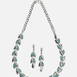 Kennice Silver-Plated Cubic Zirconia Stone-studded Jewellery Set-image-17