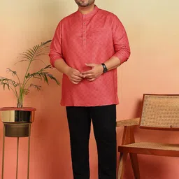 Sztori Thread Work Band Collar Straight Kurta image 4