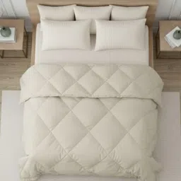 Triani Beige & Beige Microfiber Mild Winter 350 GSM Comforter-picture-31