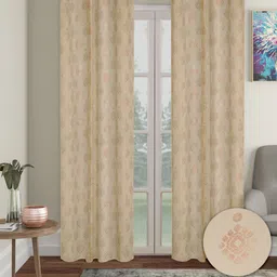 Cortina Cream-Coloured & Gold-Toned 2 Pieces Ethnic Motifs Black Out Door Curtains-image-34