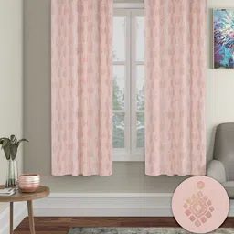 Cortina Peach-Coloured & Gold-Toned 2 Pieces Ethnic Motifs Black Out Window Curtains-picture-3