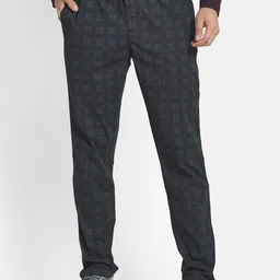 Octave Men Black Checked Cotton Track Pants-image-20