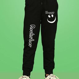 NUSYL Boys Smiley Emoji & Text Printed Ankle Length Track Pants-picture-14