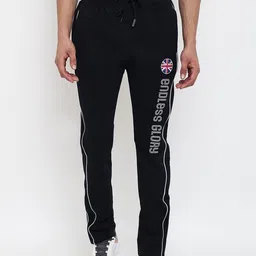 Cantabil Men Navy Blue Printed Cotton Regular Fit Track Pants-image-7