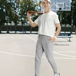 Harvard Men Grey Melange Solid Track Pants-image-77