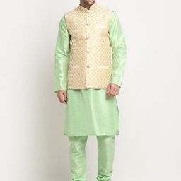 KRAFT INDIA Straight Pure Silk Kurta with Churidar & Nehru Jacket-picture-42
