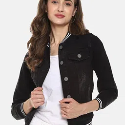 Campus Sutra Windcheater Cotton Crop Denim Jacket-picture-14