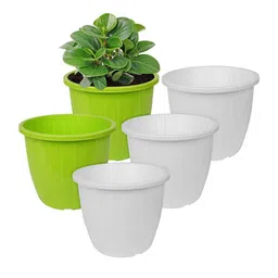Kuber Industries Green & White 5 Pieces Textured Planters-picture-38