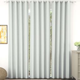 Story@Home Faux Silk Solid Solid 300GSM Grey Room Darkening Blackout Long Door Curtain - Set Of 3-picture-10