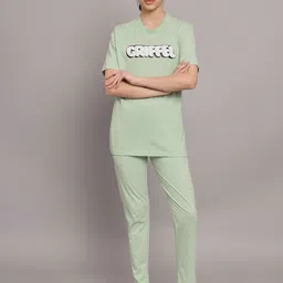 GRIFFEL Women Pure Cotton T-shirt with Track Pants-image-12