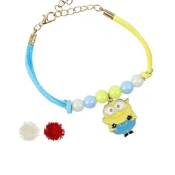 Asthetika Minion Kids Wraparound Bracelet Rakhi With Roli Chawal image 2