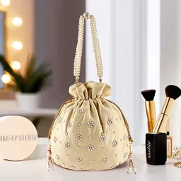 Kuber Industries Embroidered Embellished Potli Clutch image 1