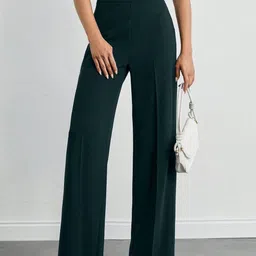 NUCOUTHS Women Super Wide Leg High-Rise Pleated Trouser image 2