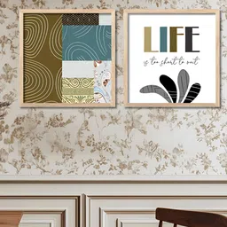 Kotart Brown & White 2 Pieces Printed Wooden Wall Arts image 3