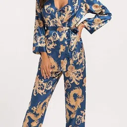 XPIOX Women Graphic Printed Satin Regular Nightdress image 2