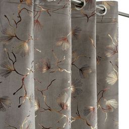 Aura Grey & Gold Floral Velvet Room Darkening Long Door Curtain-picture-22