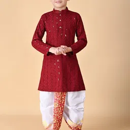 Cae Boys Embroidered Sequinned Kurta with Dhoti Pants-picture-3