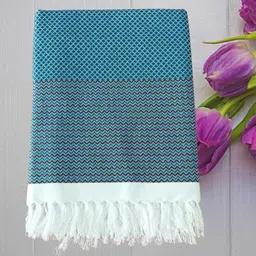 Kryptic Blue & Black Geometric Printed 180 GSM Pure Cotton Bath Towel-image-19
