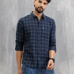 WROGN Slim Fit Cutaway Collar Other Checks Checked Pure Cotton Opaque Shirt-picture-36