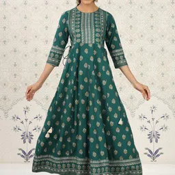 Ode by House of Pataudi Ethnic Motifs Printed Fit & Flare Ethnic Dress-image-60