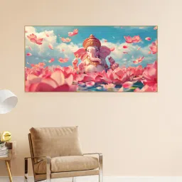 nestroots Canvas Framed Divine Ganesha in pink Delight Wall Painting-picture-24