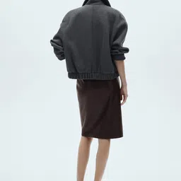 MANGO Faux Leather Front Slit Straight Skirt image 3