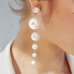 Celestique Pearls Beaded Spherical Shaped Drop Earrings image 3