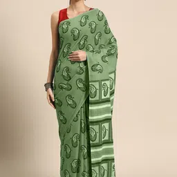 BUTA BUTI Paisley Printed Pure Cotton Saree-image-43