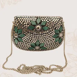 MAATIR DESIGNS Embellished Half Moon Clutch-picture-25