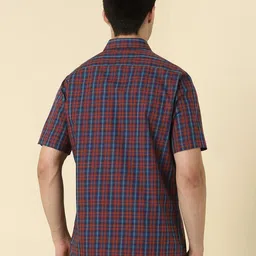 Allen Solly Checked Spread Collar Short Sleeves Slim Fit Formal Cotton Shirt image 2