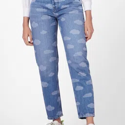 ONLY Women Blue Mom-Fit High-Rise Light Fade Printed Jeans-picture-14