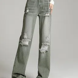 LULU & SKY Women Straight Fit High-Rise Highly Distressed Light Fade Jeans-picture-34