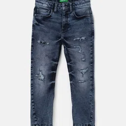 United Colors of Benetton Boys Mid-Rise Mildly Distressed Heavy Fade Jeans-picture-35