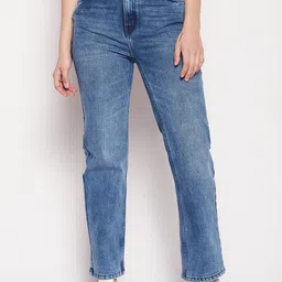 Madame Women Straight Fit Heavy Fade Cotton Jeans-picture-42