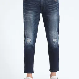 Flying Machine Men Tapered Fit Mid-Rise Mildly Distressed Heavy Fade Stretchable Jeans-picture-17