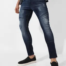 Campus Sutra Men Smart Low Distressed Heavy Fade Mid-Rise Cropped Stretchable Jeans-picture-21