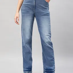 Orchid Blues Women Clean Look High-Rise Heavy Fade Straight Fit Cotton Jeans-image-93