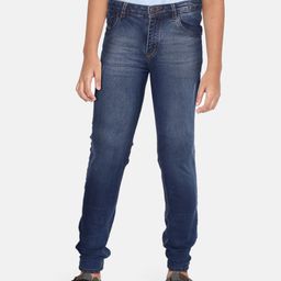 Gini and Jony Boys Navy Blue Slim Fit Mildly Distressed Light Fade Stretchable Jeans-picture-25