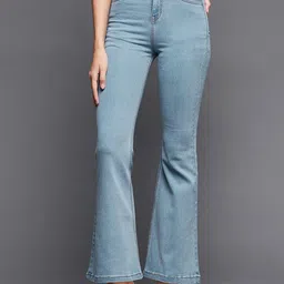 Miss Chase Women Bootcut High-Rise Mildly Distressed Light Fade Stretchable Jeans-image-74