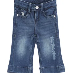 U.S. Polo Assn. Kids Girls Printed Bootcut Clean Look Light Fade Stretchable Jeans-picture-25