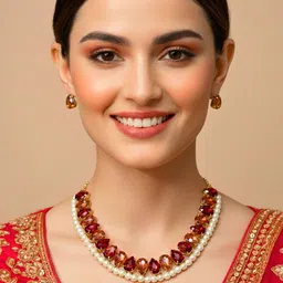 ORANGENYSHA Gold-Plated Cubic Zirconia & American Diamond Crystal Gemstone Jewellery Set image 2