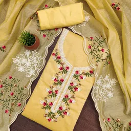 SAINOOR Floral Embroidered Chanderi Cotton Unstitched Dress Material-picture-48