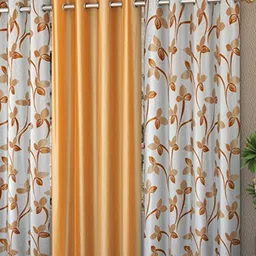 Galaxy Home Decor Gold-Toned Set of 3 Floral Window Curtain-picture-32