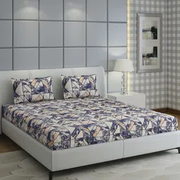 Monte Carlo Navy Blue & Black Abstract Printed King Bedsheet Set 2.5 m x 2.75 m 349 GSM image 4