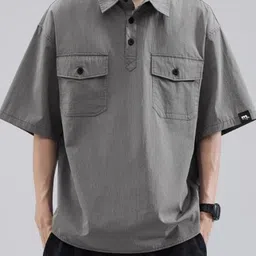 StyleCast Men Solid Polo Collar Cotton Relaxed Fit T-shirt-picture-20