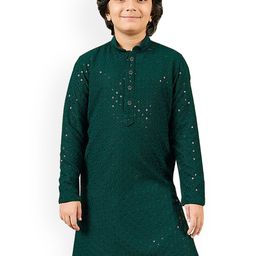 SG YUVRAJ Boys Embroidered Chikankari Khadi Kurta-picture-6