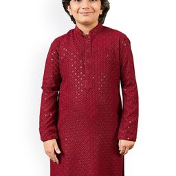 SG YUVRAJ Boys Embroidered Chikankari Khadi Kurta-picture-4