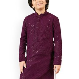 SG YUVRAJ Boys Embroidered Chikankari Khadi Kurta-picture-3