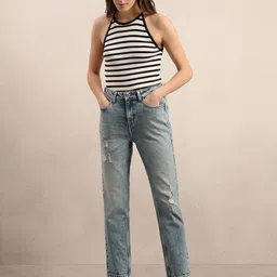 Vero Moda Women Slim Fit High-Rise Low Distress No Fade Stretchable Jeans image 2