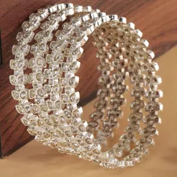 ZULKA Women Pack of 4 Zircon Stones Studded Bangles Set-picture-29